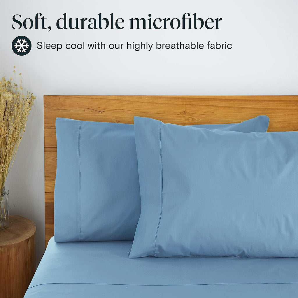 LuxClub 6 PC King Size Sheet Set Bamboo Sheets Deep Pockets 18" Eco Friendly Wrinkle Free Cooling Sheets Machine Washable Hotel Bedding Silky Soft - Light Blue King