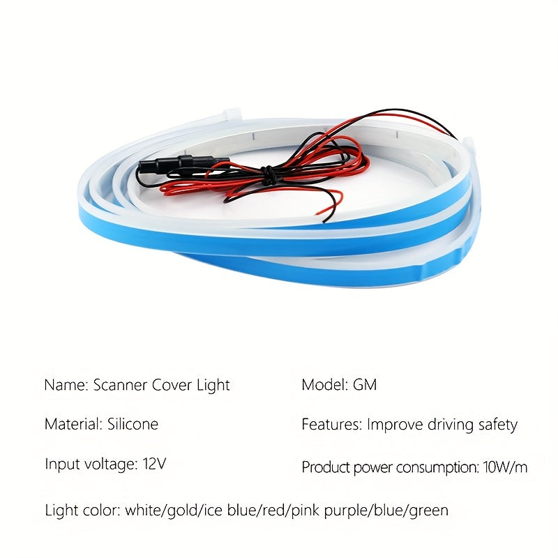 1.5M/70.87in Car LED Hood Light Universal Daytime Running Light Flexible Scan Light Strip Car Decoration Atmosphere Light White Ice Blue Waterproof