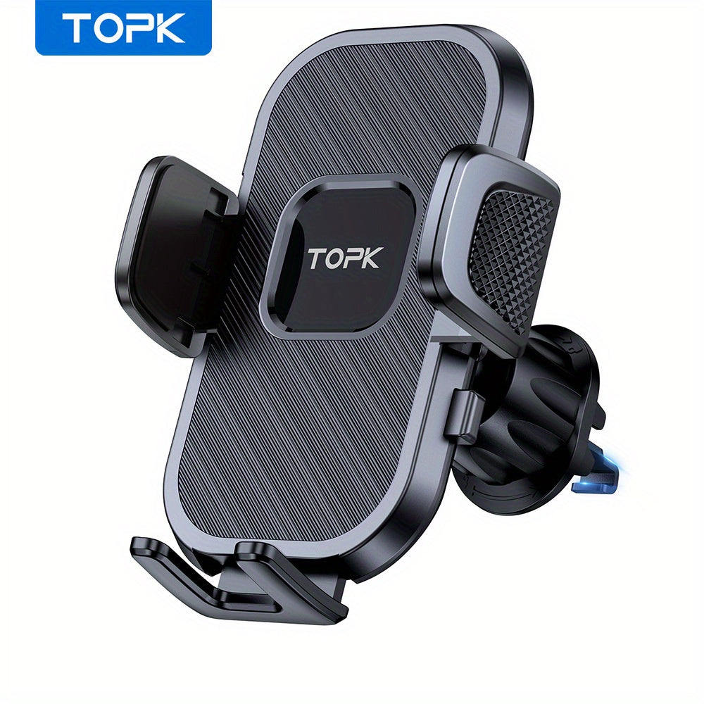 Car Phone Holder Mount, [2023 Upgraded] TOPK Cell Phone Holder For Car Dashboard And Air Vent Compatible With All Smartphones