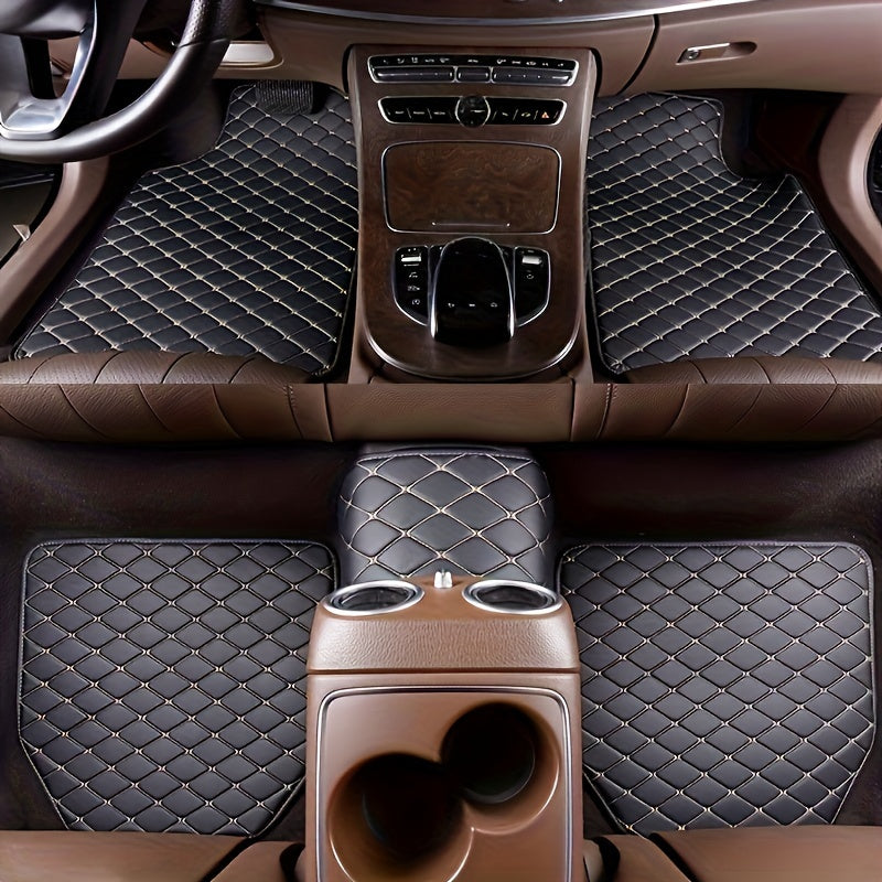 5pcs Car Floor Mats, Universal Waterproof Front &amp; Rear Seats Floor Mats, PU Leather Car Interior Accessories