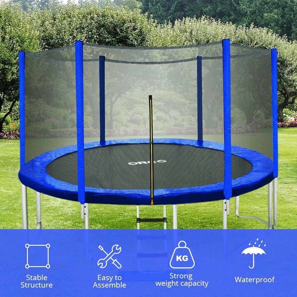 ORCC 400LBS Trampoline for Kids Adults,15 14 12 10 8ft Outdoor Trampoline with Enclosure Net Ladder and Rain Cover