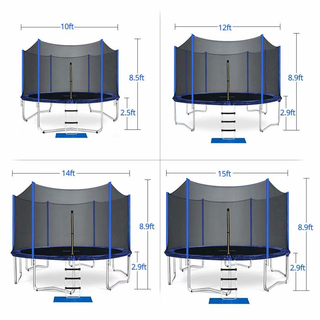 ORCC 400LBS Trampoline for Kids Adults,15 14 12 10 8ft Outdoor Trampoline with Enclosure Net Ladder and Rain Cover