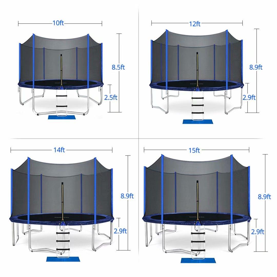 ORCC 400LBS Trampoline for Kids Adults,15 14 12 10 8ft Outdoor Trampoline with Enclosure Net Ladder and Rain Cover