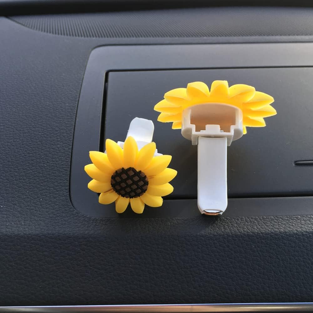 ZOSTLAND Flower Car Air Vent Clip Decoration,Car Air Fresheners, Smiling Face Car Vent Clip，Personalized Automotive Interior Decoration Accessories,Car Decor Gift for women,men (4pcs Sunflower)