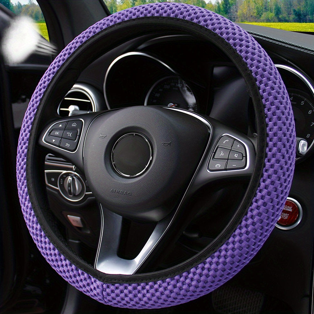 Three-dimensional Mesh Breathable Sweat-absorbing Comfortable Non-slip Car Steering Wheel Cover, Without Inner Ring Suitable For 14.57-14.96inch Auto Parts