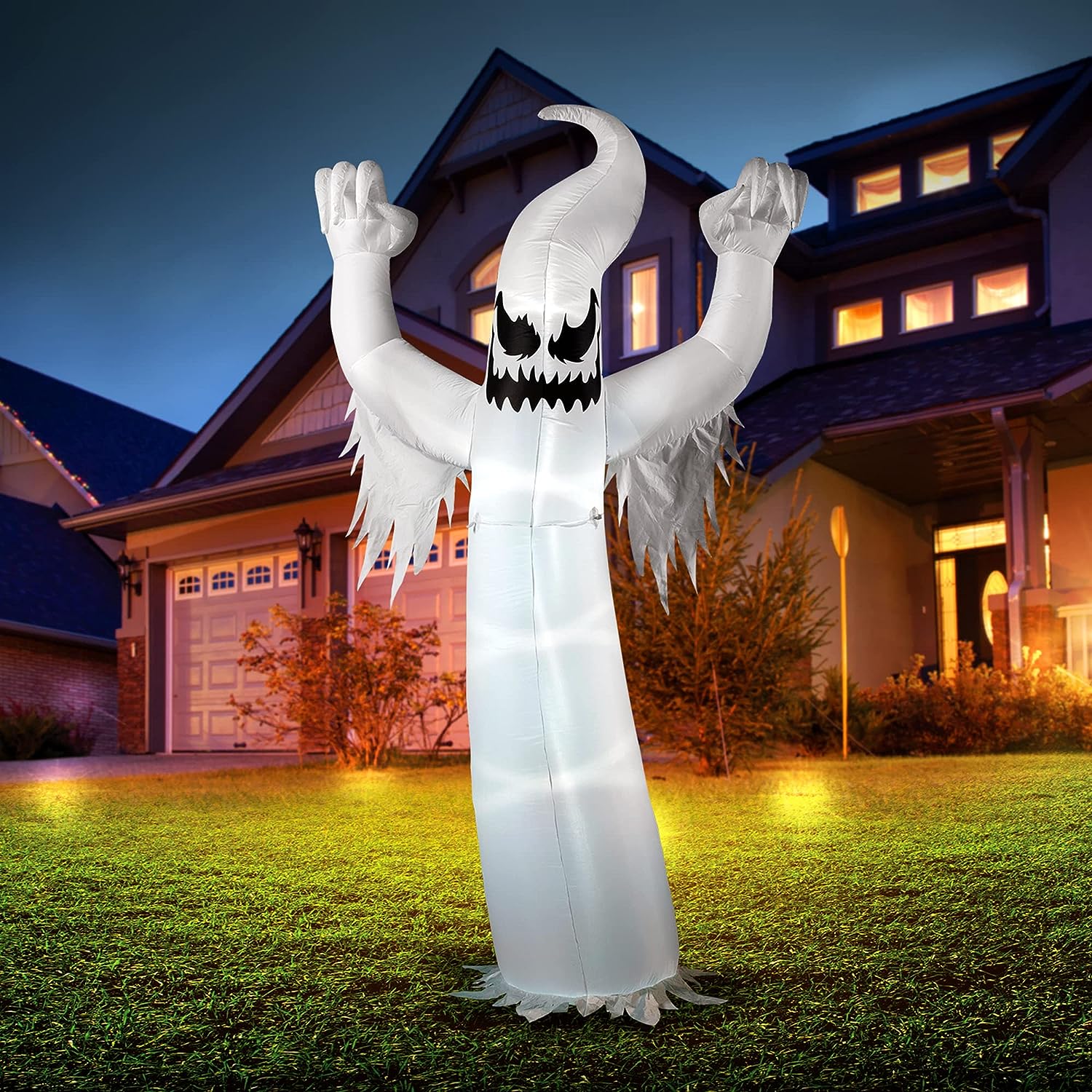 12 Ft Tall Halloween Inflatable Scary Spooky Ghost Inflatable Yard Decoration with Build-in LEDs Blow Up Inflatables for Halloween Party Indoor, Outdoor, Yard, Garden, Lawn Decorations