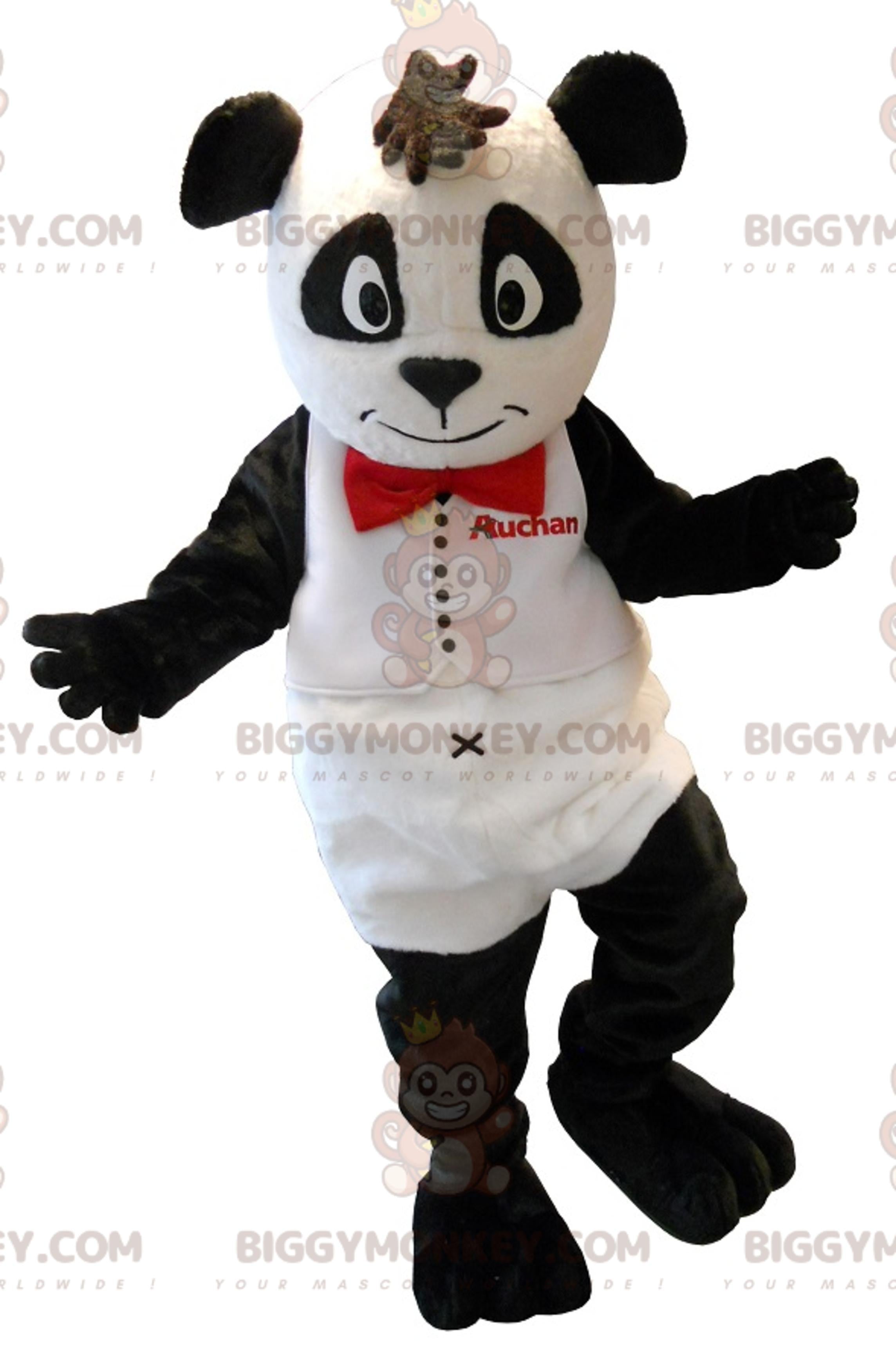 White and Black Teddy Bear BIGGYMONKEYMascot Costume. Auchan panda BIGGYMONKEYmascot costume