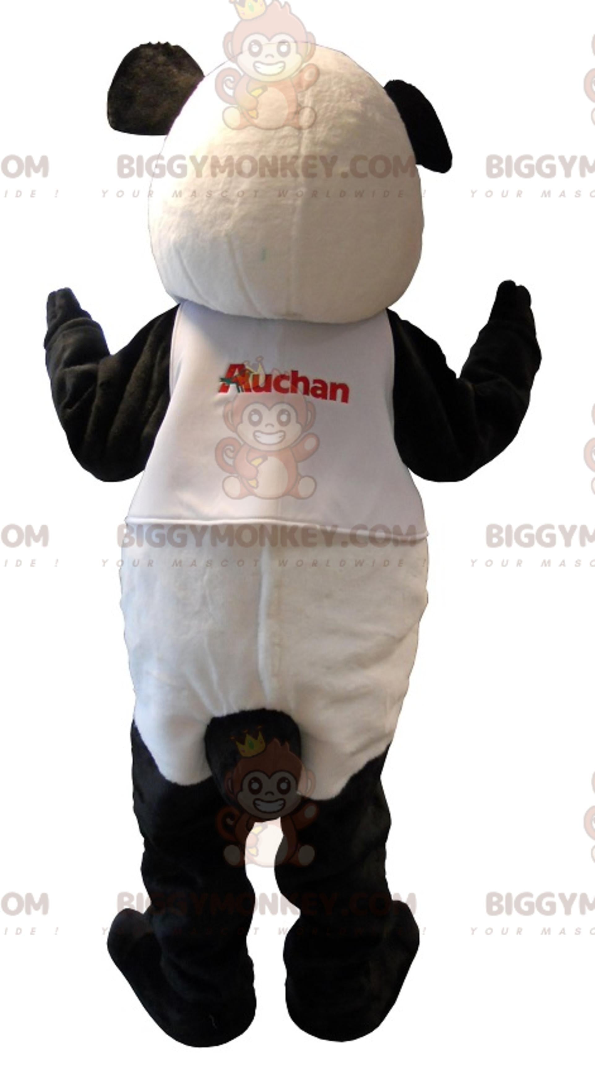 White and Black Teddy Bear BIGGYMONKEYMascot Costume. Auchan panda BIGGYMONKEYmascot costume