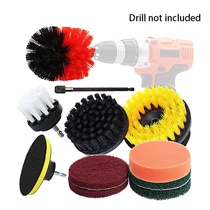 Drill Brush, Power Scrubber Cleaning Brush Extended Long Attachment Set All Purpose Drill Scrub Brushes Car Polishing Pad Kit (Not Included Drill)