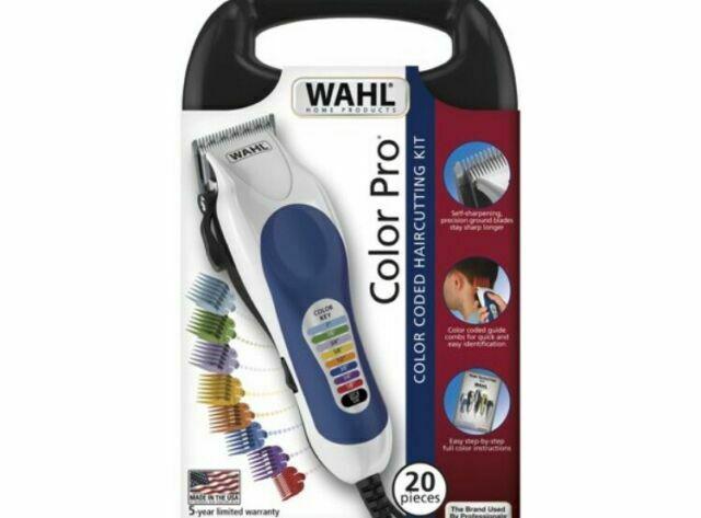 Wahl 79300-400T Color Pro Hair Clipper Kit with Colored Guide Combs - Blue Silver