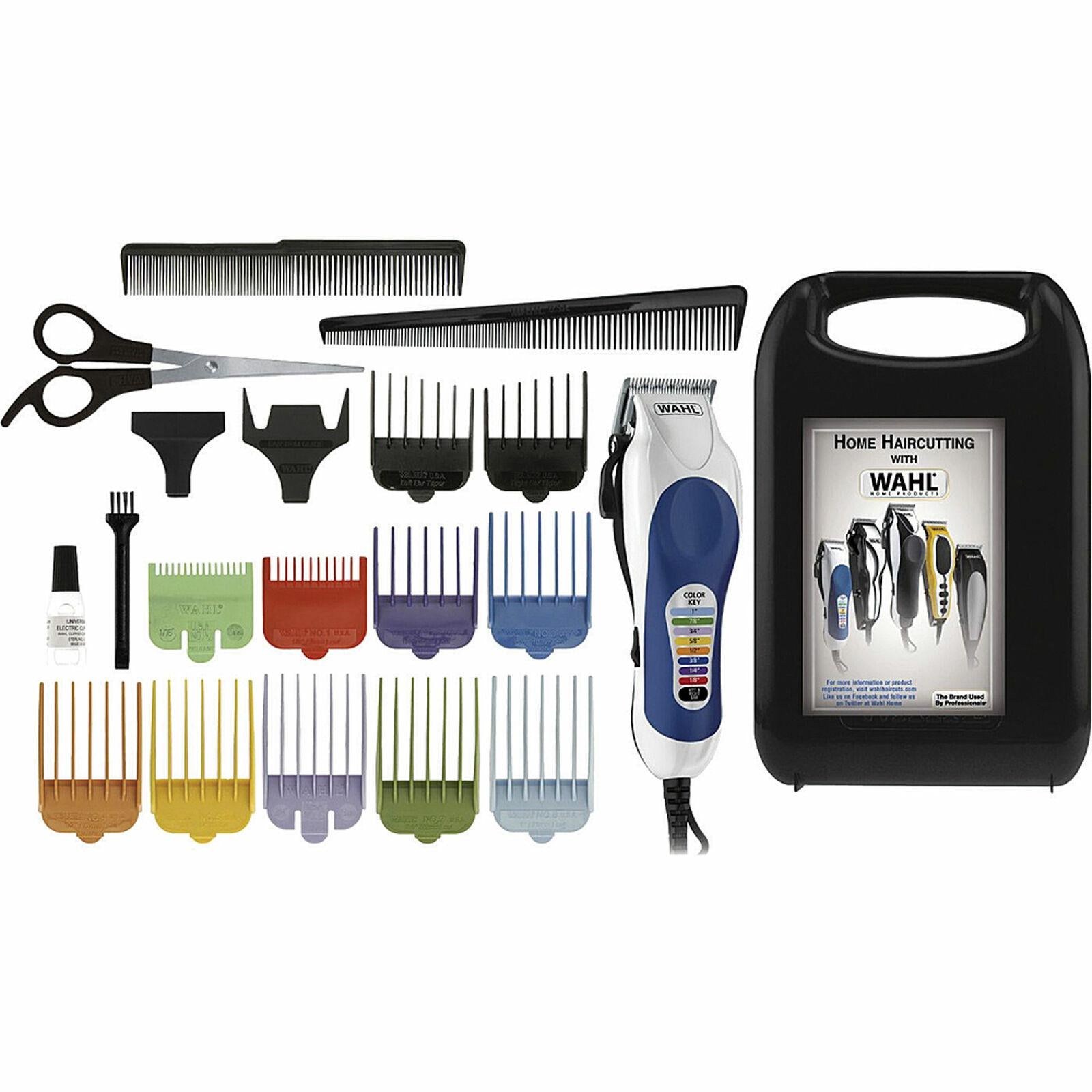 Wahl 79300-400T Color Pro Hair Clipper Kit with Colored Guide Combs - Blue Silver