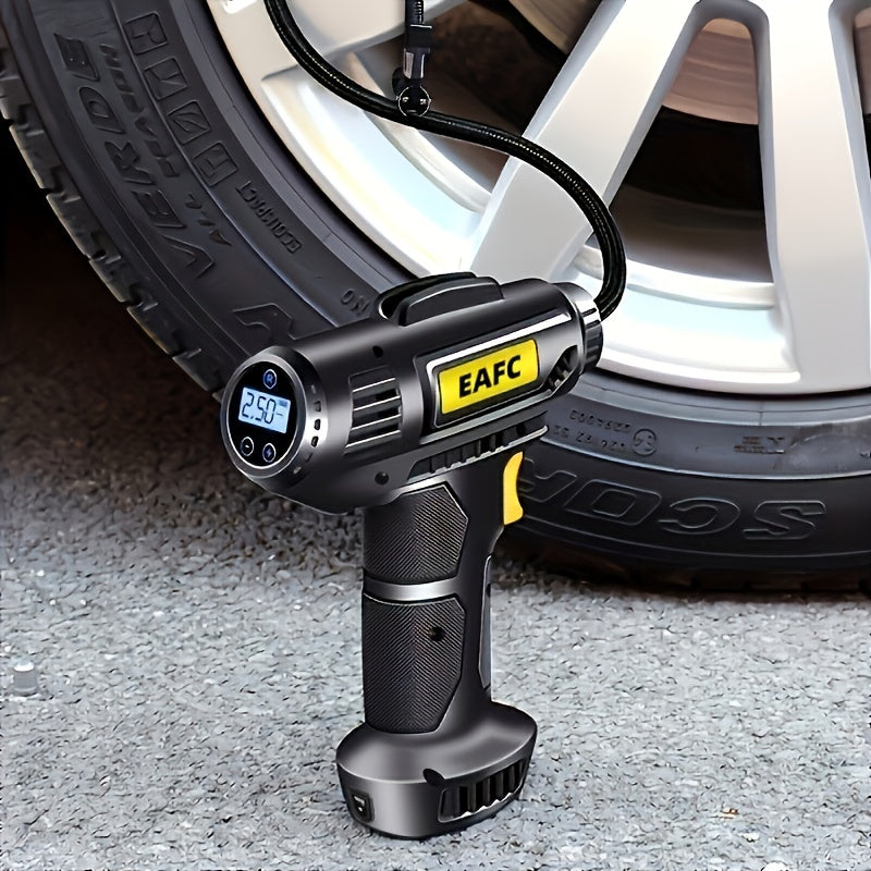 Portable Air Compressor: 150PSI Cordless Car Tire Inflator Pump With Pressure Gau&amp; Light - Perfect For Cars, Motorcycles &amp; Bicycles!