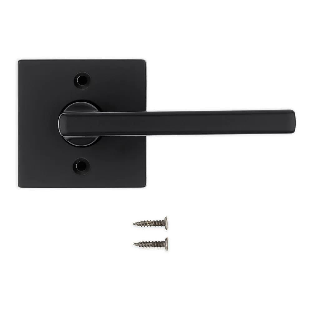 Halifax Square Matte Black Half-Dummy Door Lever