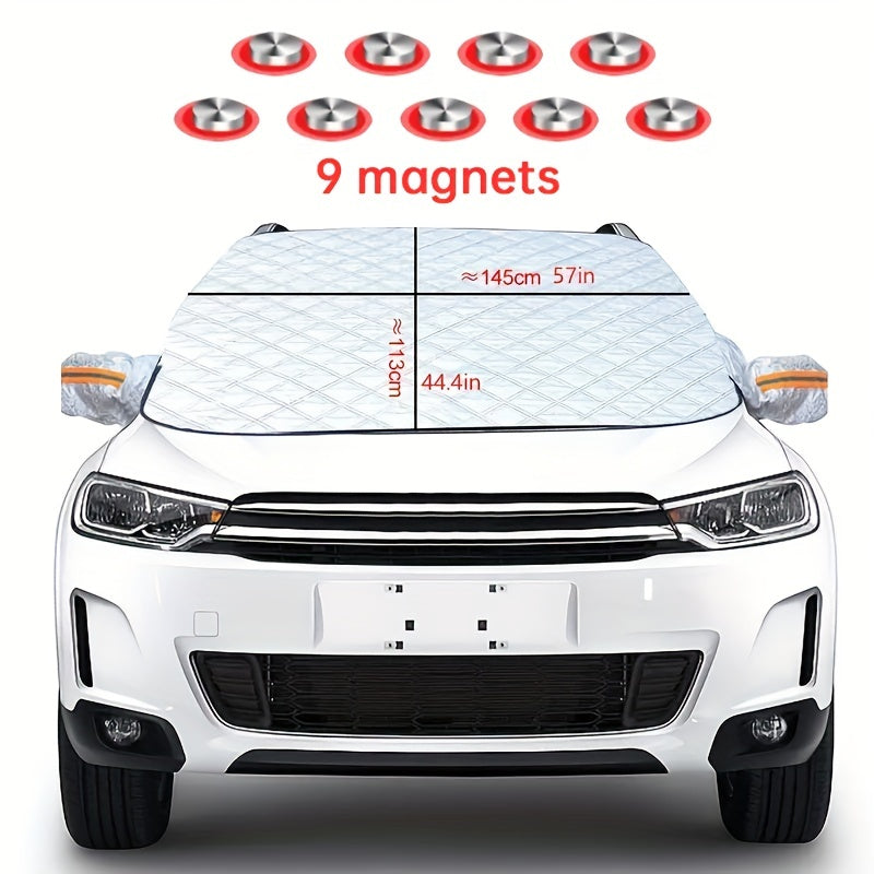 Car Snow Cover Sunshade,Thickened Car Snow Visor 9 Magnets Are Strongly Fixed, Protecting The Car's Front Windshield From Sunlight, UV And Snow, Etc.