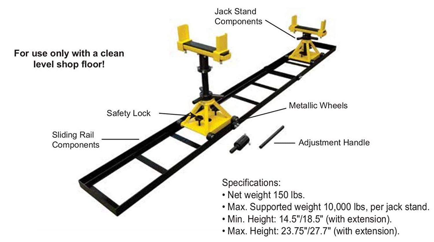 Tractor Splitting Rails with Two (2) Stands 10000 lbs/Stand Made in UK
