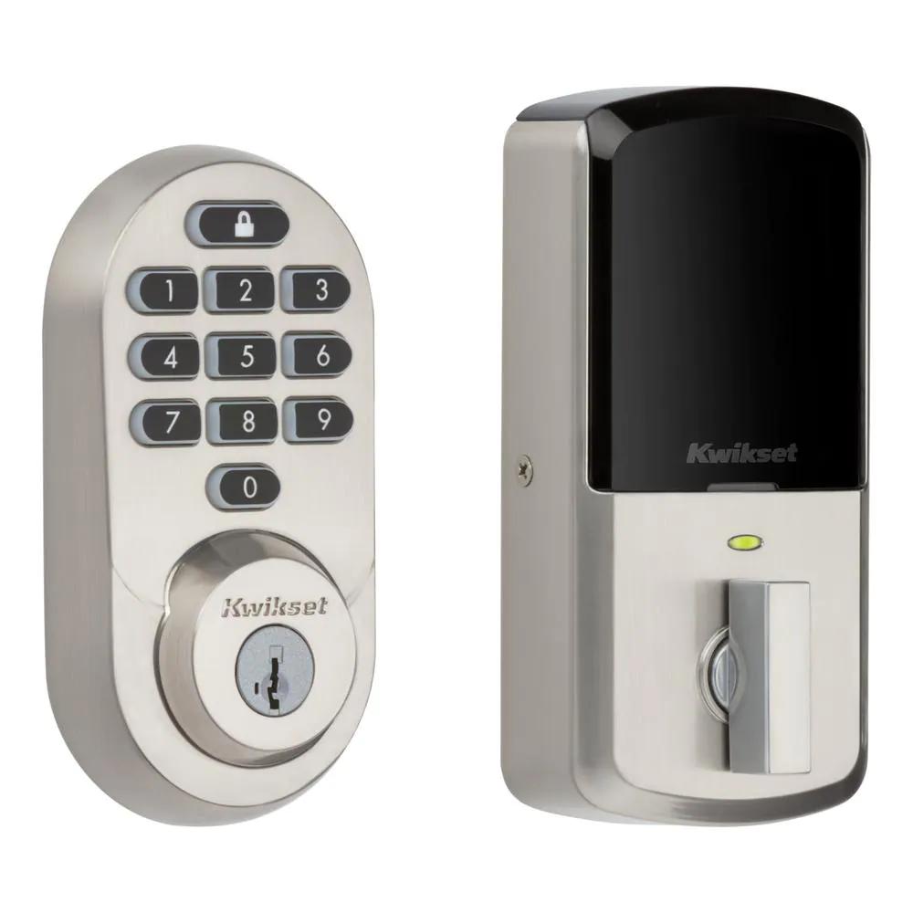 HALO Satin Nickel Keypad Wi-Fi Electronic Single-Cylinder Smart Lock Deadbolt featuring SmartKey Security