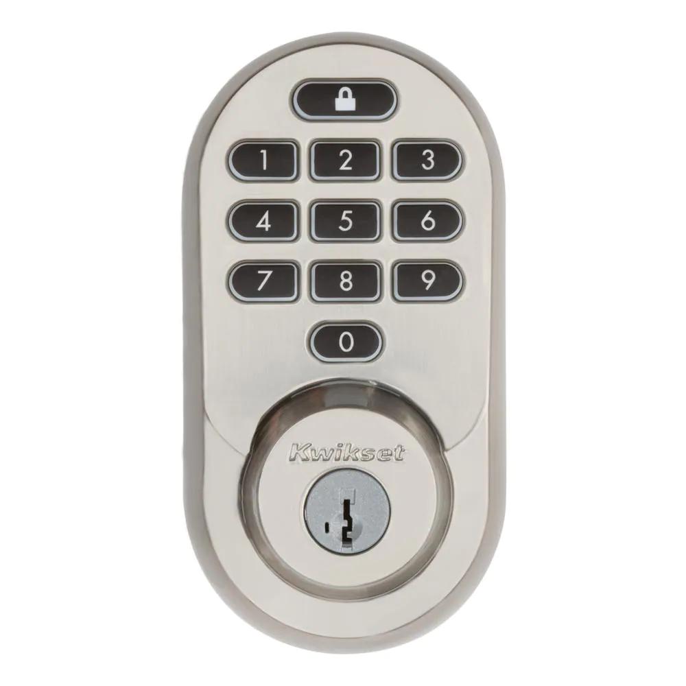 HALO Satin Nickel Keypad Wi-Fi Electronic Single-Cylinder Smart Lock Deadbolt featuring SmartKey Security