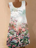 Round Neck Floral Printed Shift Dress