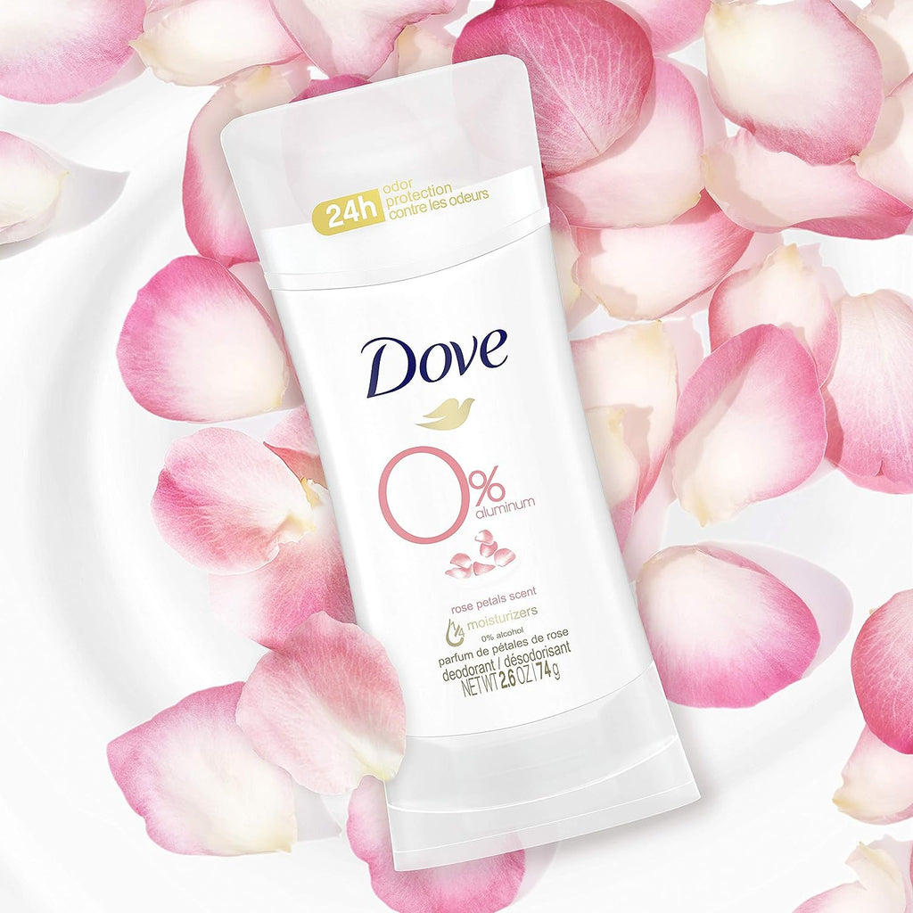 Dove Antiperspirant Deodorant Stick 48 Hour Protection And Soft And Comfortable Underarms Rose Petals Deodorant for Women, 2.6 Ounce (Pack of 4)