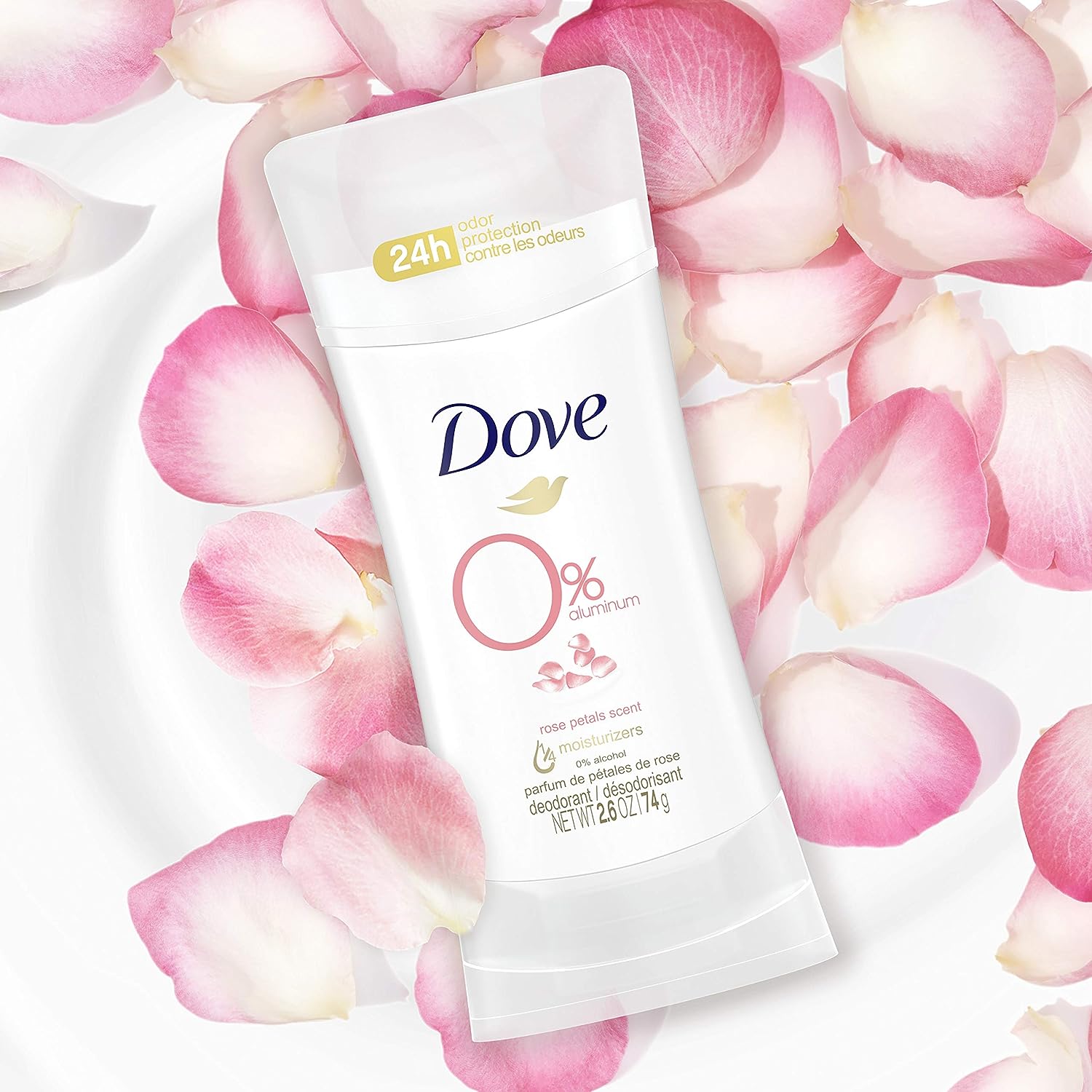 Dove Antiperspirant Deodorant Stick 48 Hour Protection And Soft And Comfortable Underarms Rose Petals Deodorant for Women, 2.6 Ounce (Pack of 4)