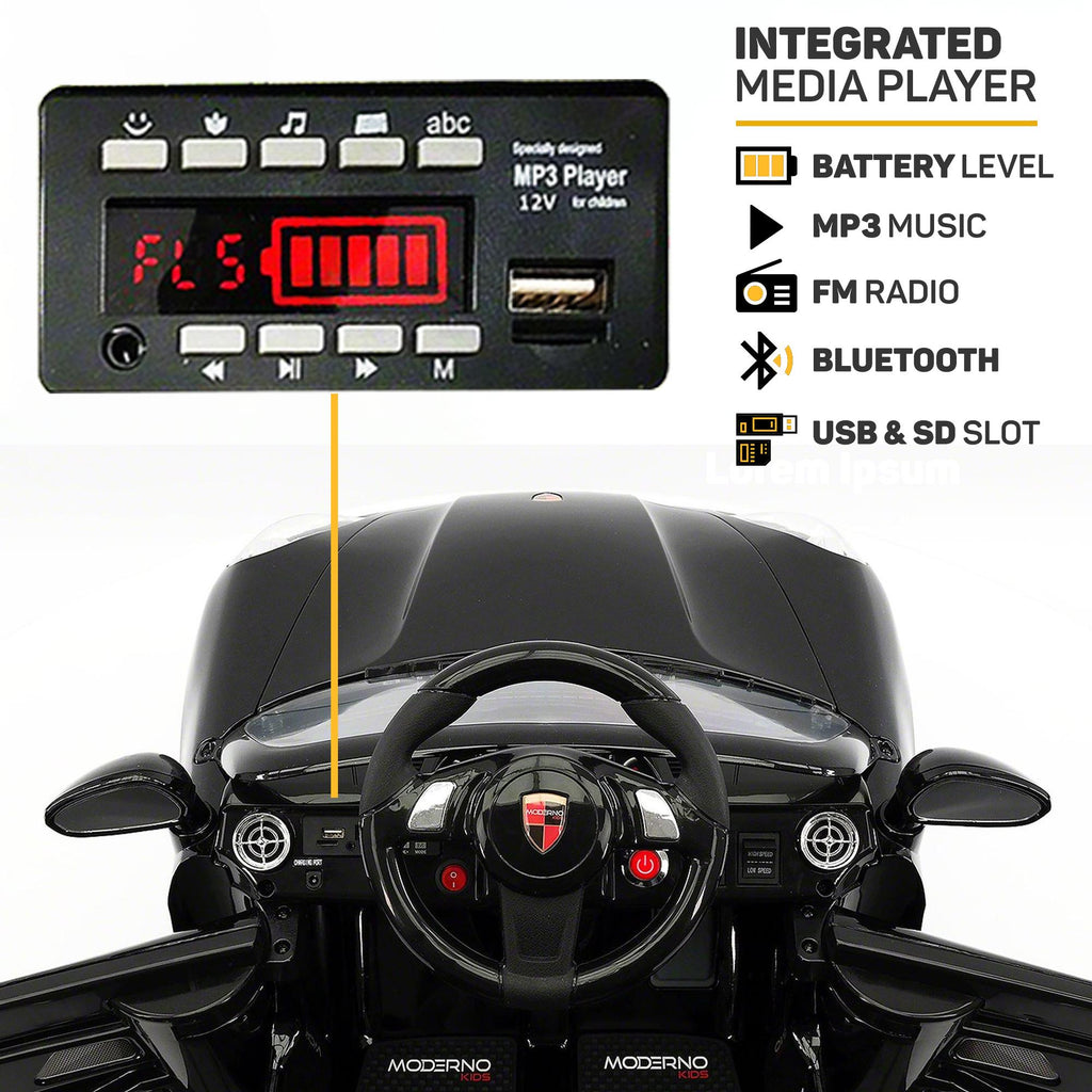 2023 Kids Sports 12V Ride On Car Battery Powered W/ Dining Table, Leather Seat, LED Lights