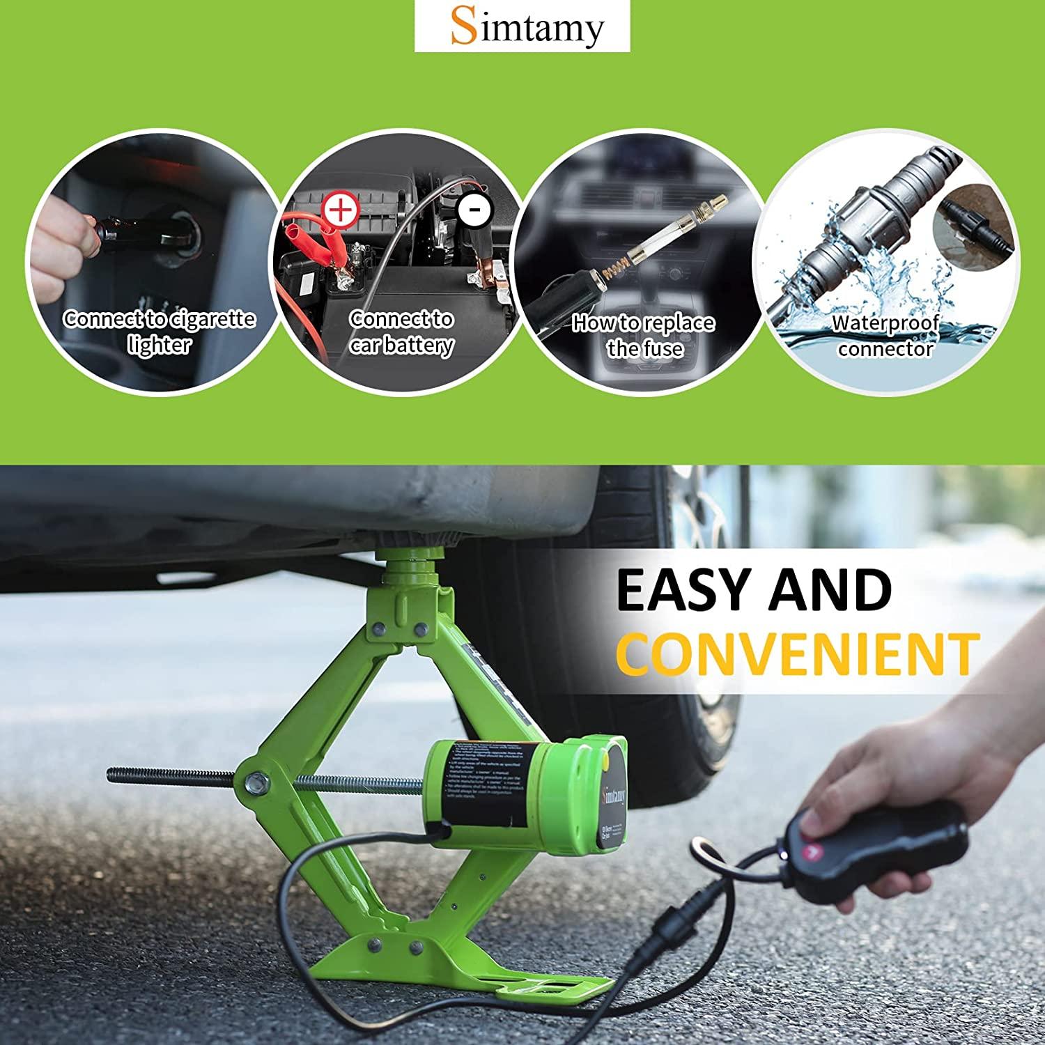 Simtamy Electric Car Jack Kit 3 Ton(6,600lb) 12V Scissor Jack with Electric Impact Wrench, Portable Emergency Car Lift Tire ChanTools