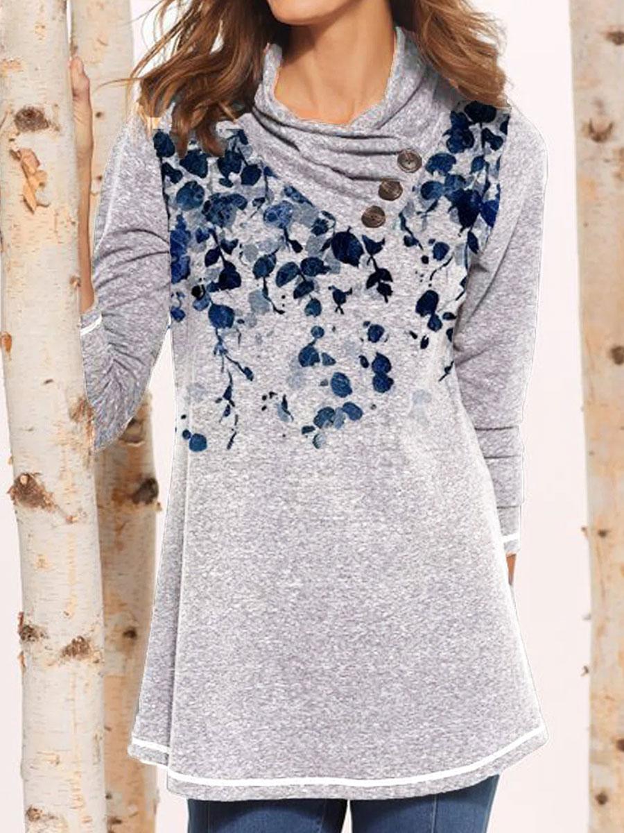 Floral Print Loose Long Sleeve T-shirt