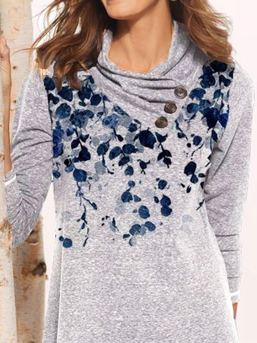 Floral Print Loose Long Sleeve T-shirt