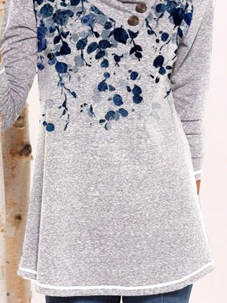 Floral Print Loose Long Sleeve T-shirt