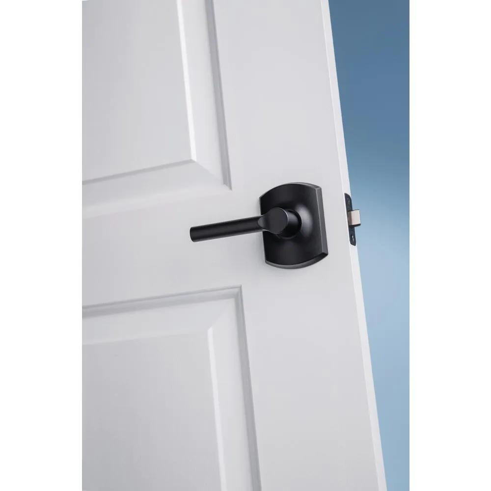 Broadway Matte Black PassaHall/Closet Door Lever with Greenwich Trim
