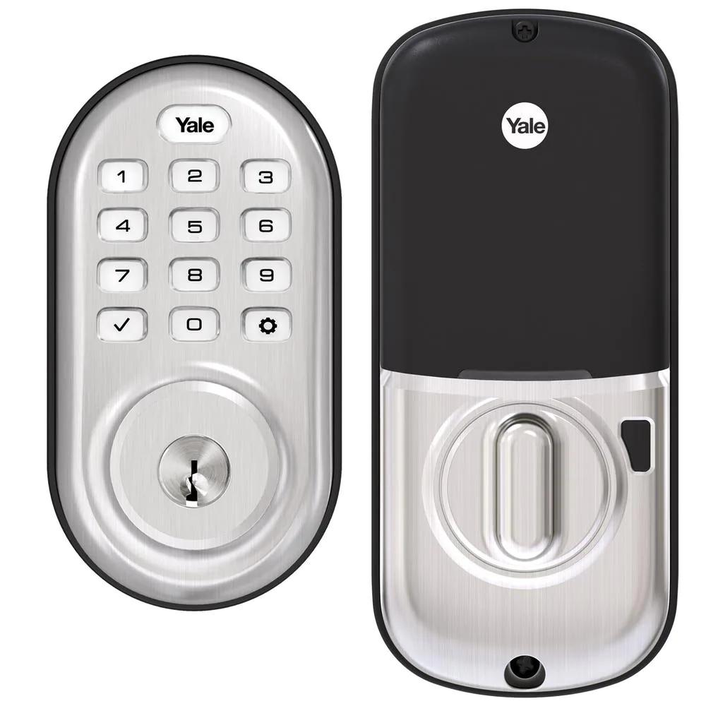 Assure Lock Satin Nickel Single Cylinder Deadbolt with Push Button Keypad