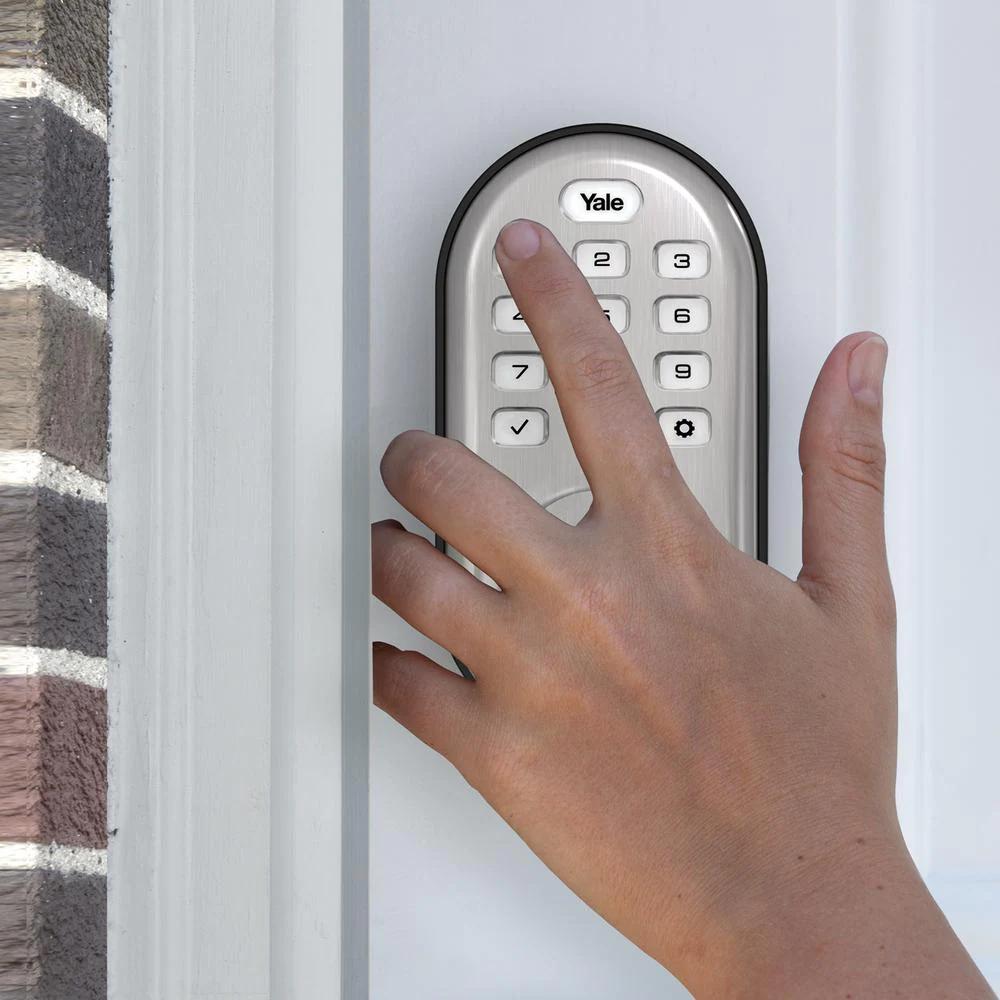 Assure Lock Satin Nickel Single Cylinder Deadbolt with Push Button Keypad
