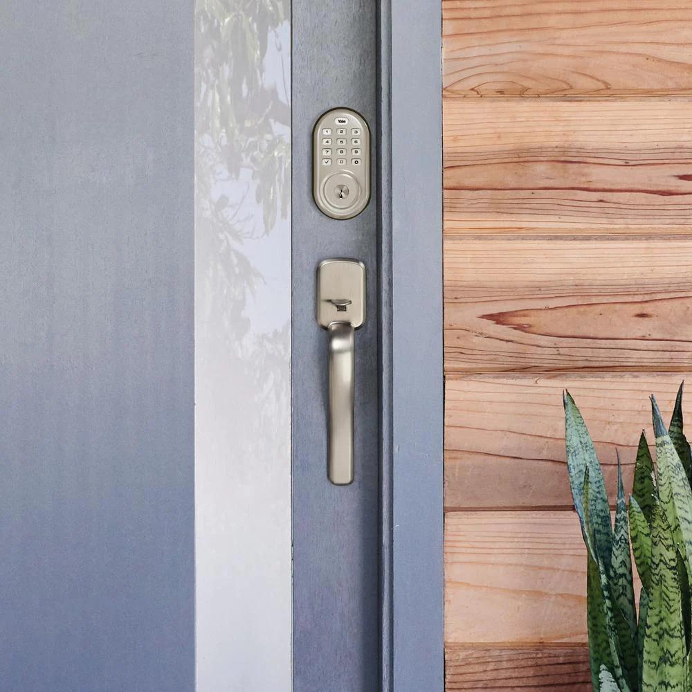 Assure Lock Satin Nickel Single Cylinder Deadbolt with Push Button Keypad