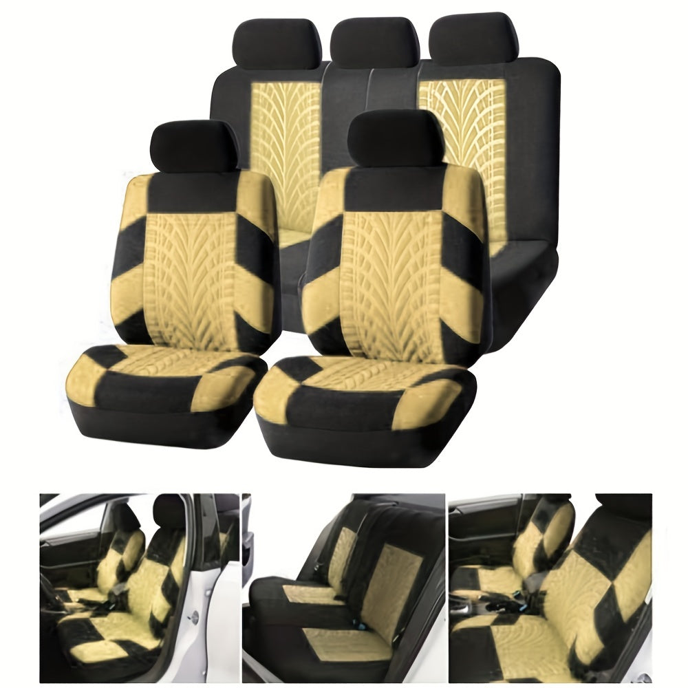 9pcs/Set 5 Seats Car Seat Covers, Breathable Split Automotive Front Rear Seat Cushion Covers, Vehicle Seat Protectors Universal For Cars, Trucks,