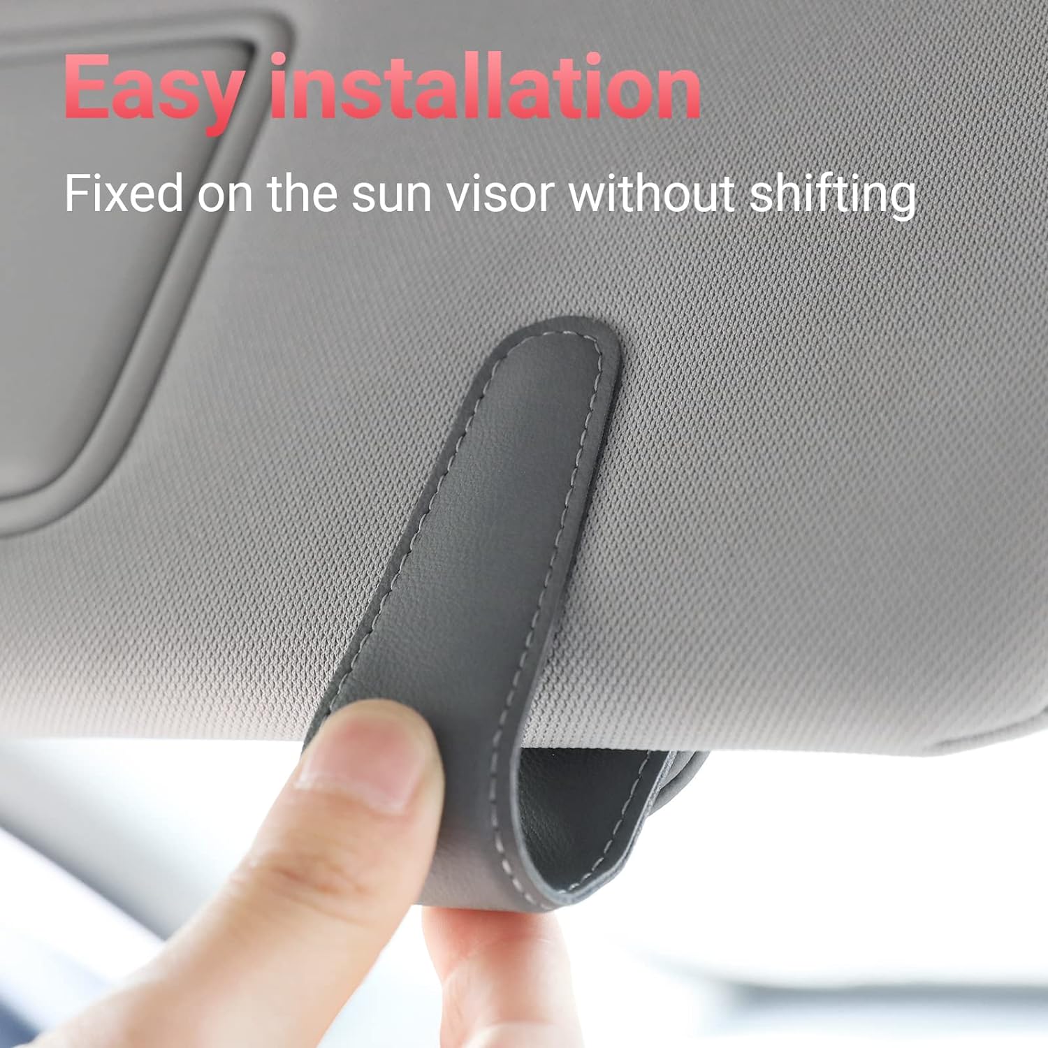 Sunglass Holder for Car Visor Sunglasses Clip Magnetic Leather Glasses Eyeglass Holder Interior Car Accessories for Woman Man - 2 Packs Gray