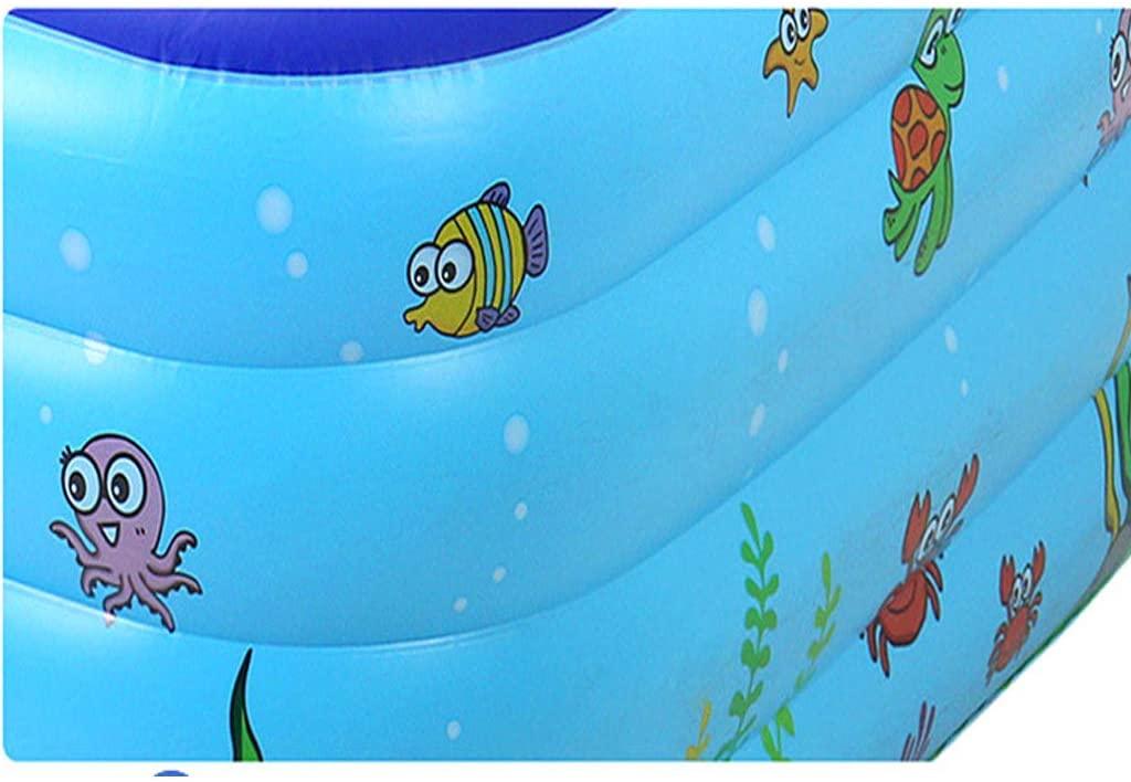 LITIAN Environmental Protection PVC Inflatable Pool Children's Swimming Paddling Pool Indoor Outdoor Rectangular Swimming Pool Three Ring Printing 130 90 48cm