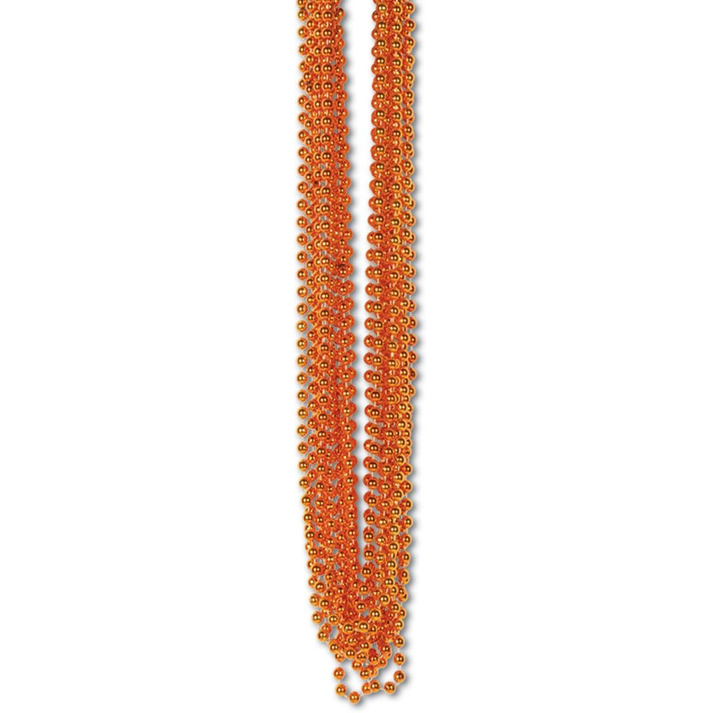 Club Pack of 720 OranMetallic Halloween Small Round Beaded Necklace Party Favors 33''