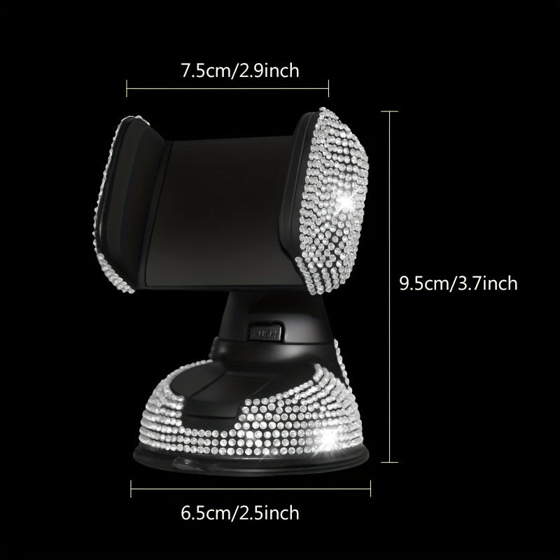18pcs/set Light Luxury Hot Artificial Diamond Car Interior Set Crystal Steering Wheel Cover Mobile Phone Holder Women Car Interior Accessories