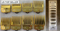 Gold Hair Clipper Guides Combs Guards 8 pcs Metal Clip Plus Holder
