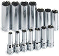 SK Professional Tools 1854 14-Piece 3/8 in. Drive 6-Point Deep Metric Socket Set - Chrome Socket Set with Super Chrome Finish | Set of 11 Sockets Made in USA