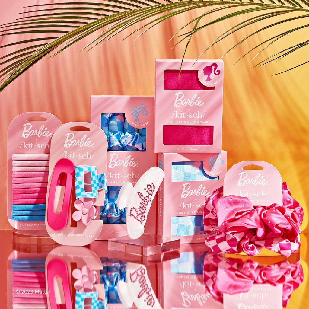Kitsch Satin Heatless Curling Set - Hair Rollers for Heatless Curls | Heatless Hair Curlers &amp; Hot Rollers | Hair Curlers to Sleep in | Heatless Curling Rod Headband | Heatless Curler (Malibu Barbie)