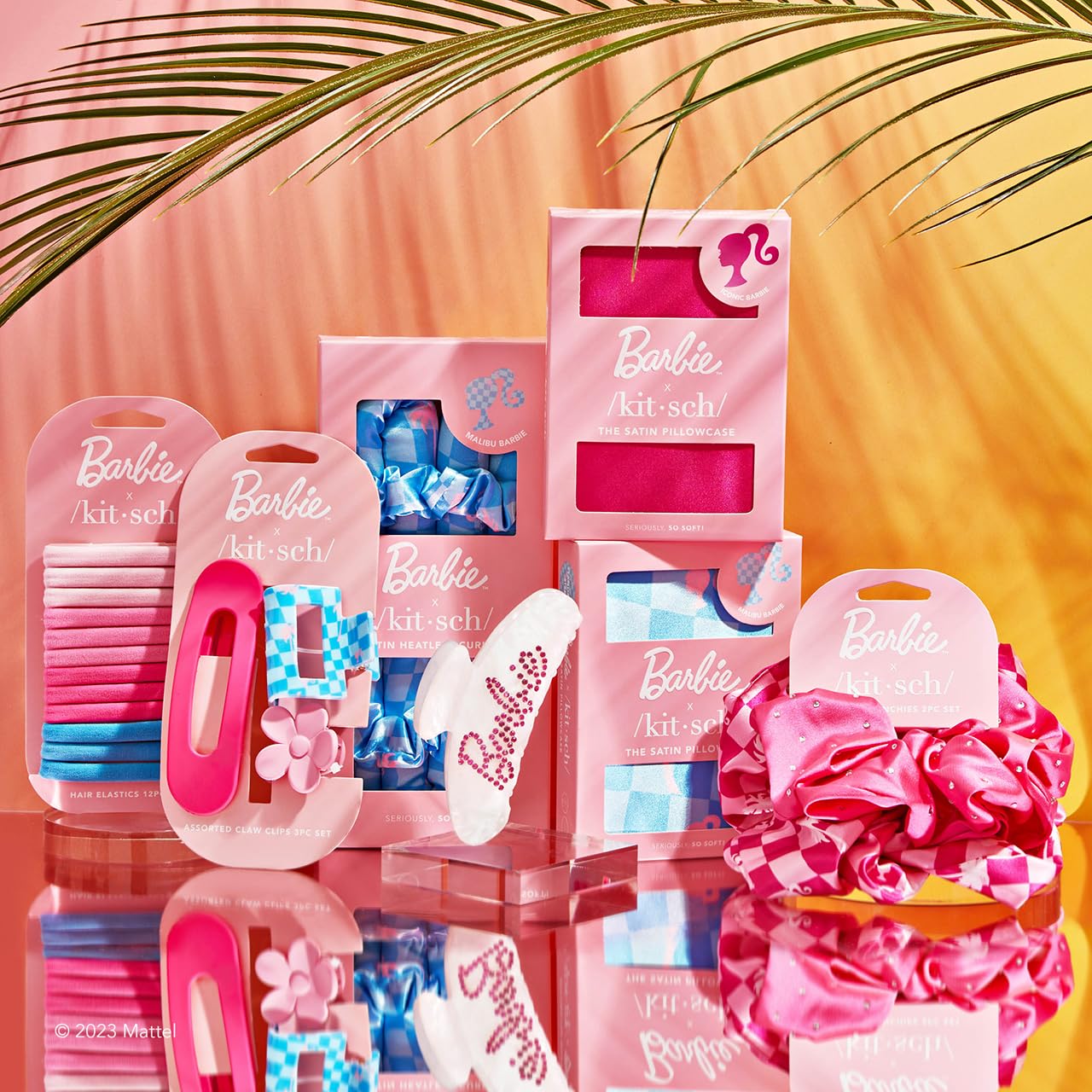 Kitsch Satin Heatless Curling Set - Hair Rollers for Heatless Curls | Heatless Hair Curlers &amp; Hot Rollers | Hair Curlers to Sleep in | Heatless Curling Rod Headband | Heatless Curler (Malibu Barbie)