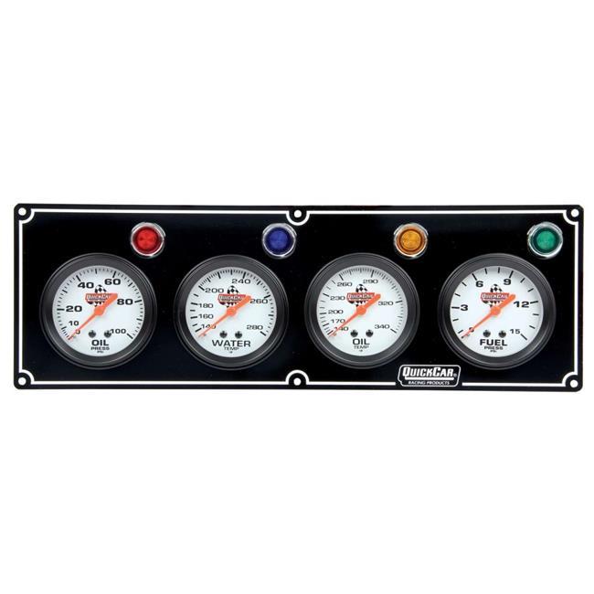 car Racing Products QRP61-6721 4 GauPanel Assembly with Warning Lights - OP-WT-OT-FP, Black
