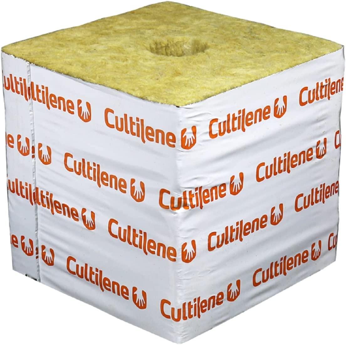 Cultilene Rockwool Blocks w/  Drain Hole, PREMIUM Rock Wool Big Block Starter Cubes for Hydroponics, Cuttings, Cloning, Plant Propagation, Seed Starting (Pack of 48, 6x6x6 Blocks)