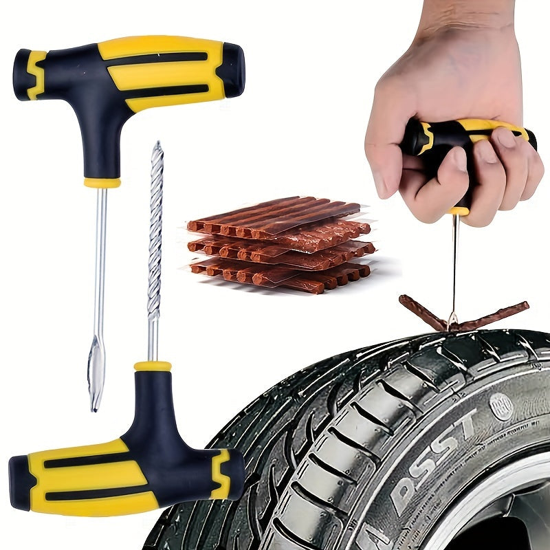 Complete Car &amp; Motorcycle Tire Repair Tool Kit - Fix Punctures &amp; Replace Tires Easily!
