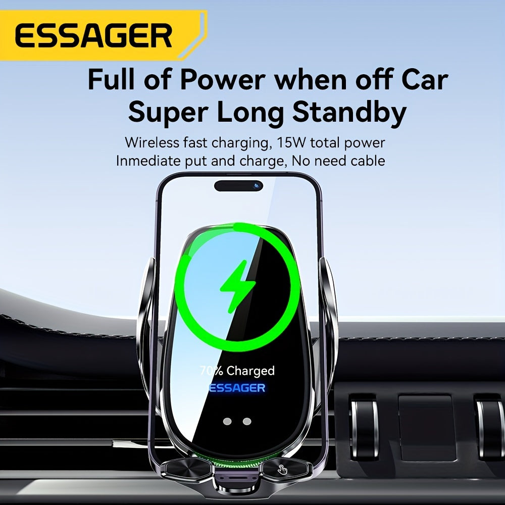 Essager Qi 15W Wireless Charger Car Phone Holder In Car Air Vent Mount For  14 13 12 X Pro Max Xiaomi Fast Charging Car Accessories, Office Accessories, School Supplies, Perfect Gift For Christmas Birthday