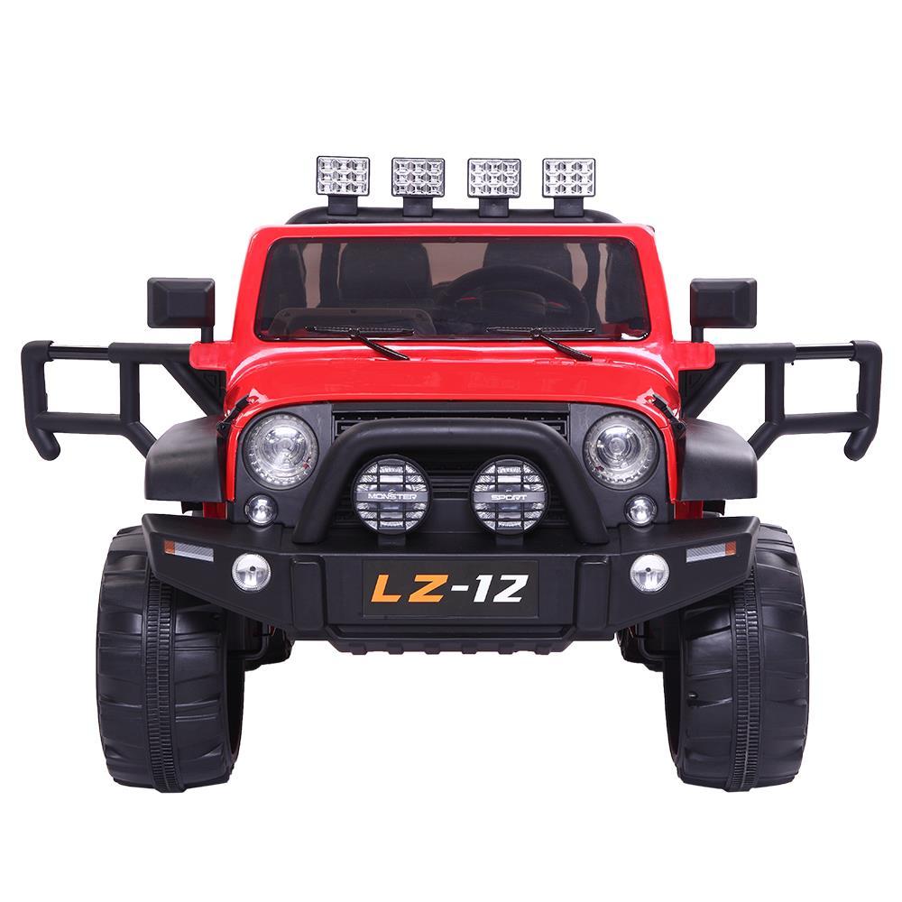 Ktaxon 12V Kids Ride-On Truck Car with Remote Control, 3 Speeds, LED Lights, AUX/ USB / TF Cards - Red