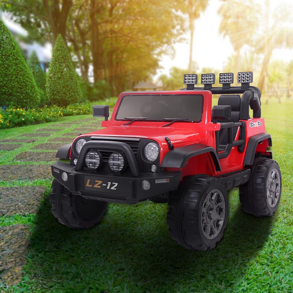 Ktaxon 12V Kids Ride-On Truck Car with Remote Control, 3 Speeds, LED Lights, AUX/ USB / TF Cards - Red