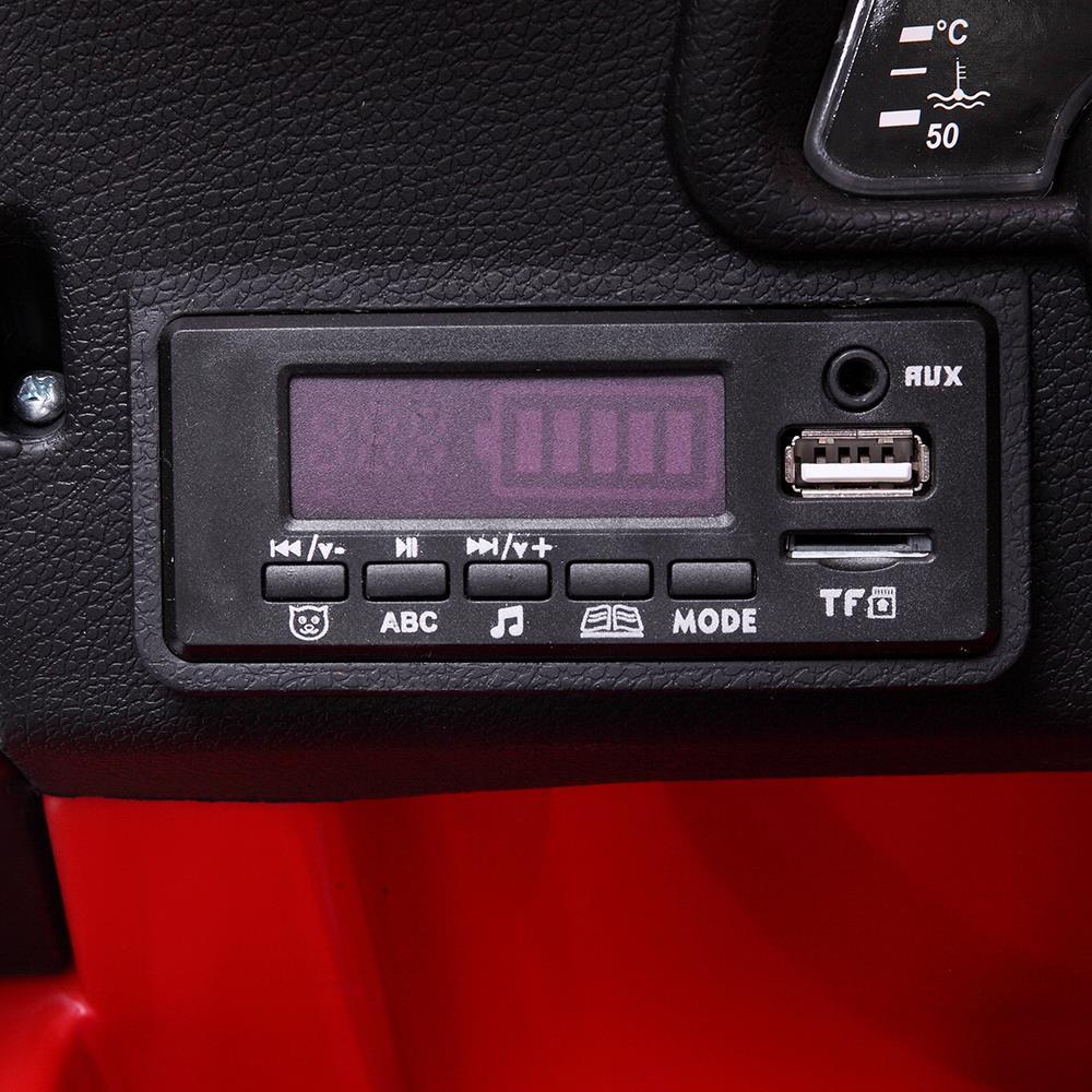 Ktaxon 12V Kids Ride-On Truck Car with Remote Control, 3 Speeds, LED Lights, AUX/ USB / TF Cards - Red