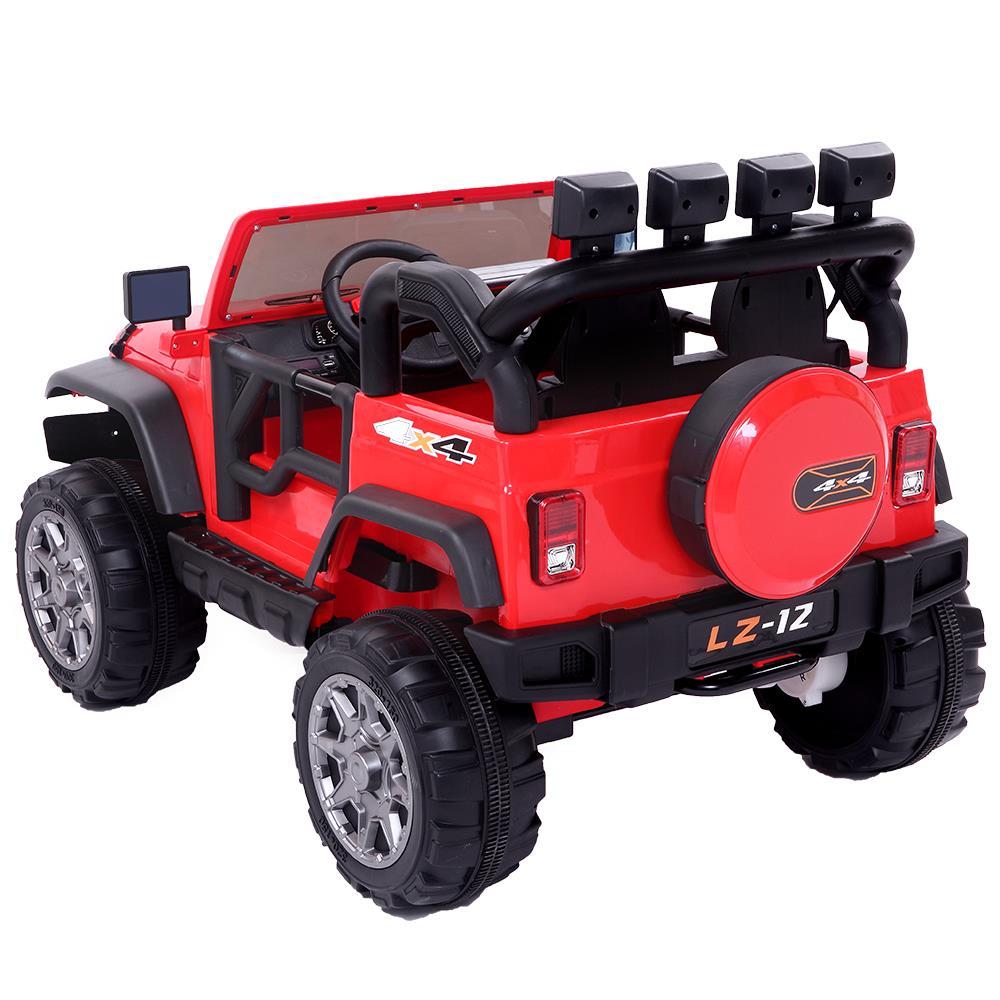 Ktaxon 12V Kids Ride-On Truck Car with Remote Control, 3 Speeds, LED Lights, AUX/ USB / TF Cards - Red